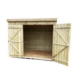 8FT x 7FT Windowless Pressure Treated Tongue & Groove Pent Shed + Double Doors