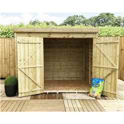 8FT x 3FT Windowless Pressure Treated Tongue & Groove Pent Shed + Double Doors