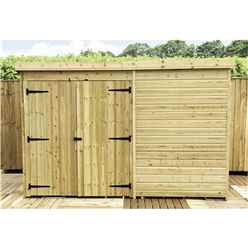 10ft X 6ft Windowless Pressure Treated Tongue & Groove Pent Shed + Double Doors