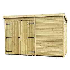 9FT x 3FT Windowless Pressure Treated Tongue & Groove Pent Shed + Double Doors