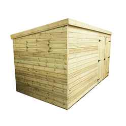 12FT x 3FT Windowless Pressure Treated Tongue & Groove Pent Shed + Double Doors