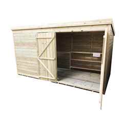 12FT x 3FT Windowless Pressure Treated Tongue & Groove Pent Shed + Double Doors