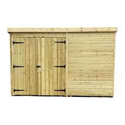 9FT x 7FT Windowless Pressure Treated Tongue & Groove Pent Shed + Double Doors