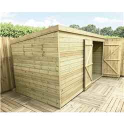 14FT x 5FT Windowless Pressure Treated Tongue & Groove Pent Shed + Double Doors