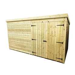 14FT x 6FT Windowless Pressure Treated Tongue & Groove Pent Shed + Double Doors