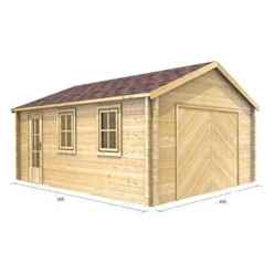 4m X 5m Premier Garage Log Cabin - Double Glazing - 44mm Wall Thickness