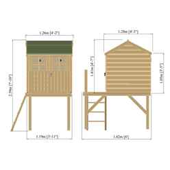 4ft x 6ft (1.19m x 1.82m) - Stowe Tower Playhouse - 12mm Tongue & Groove - 1 Opening Window - Single Door - Reverse Apex Roof
