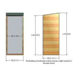 2ft X 2ft  (0.63m X 0.59m) - Tongue & Groove - Pent Garden Store - Windowless - Single Door - 11mm Solid Osb Floor
