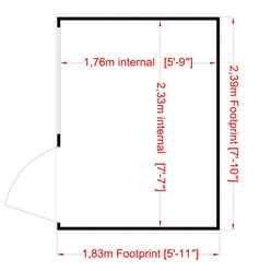 8ft X 6ft (1.83m X 2.39m) - Tongue And Groove - Pent Garden Shed - 1 Window - Single Door