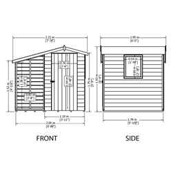 7ft x 6ft (2.22m x 1.95m) - Tongue And Groove - Apex Shed With Log Store - 1 Window - Single Door - 12mm Tongue And Groove Floor & Roof 