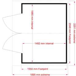 7ft x 5ft (2.05m x 1.55m)  - Premier Wooden Summerhouse - Double Doors - 12mm T&G Walls & Floor