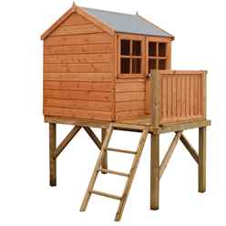 4ft x 6ft (1.19m x 1.82m) - Stowe Tower Playhouse - 12mm Tongue & Groove - 1 Opening Window - Single Door - Reverse Apex Roof