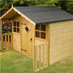 6ft x 5ft (1.79m x 1.19m) - Stowe Playhouse - 12mm Tongue & Groove - 2 Opening Windows - Single Door - Apex Roof 