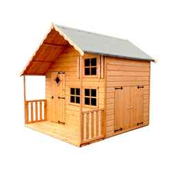 7ft x 6ft  (2.09m x 1.79m) - Crib Playhouse - 12mm Tongue and Groove - 3 Windows - Single Door & Double Doors - Apex Roof