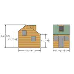 8ft x 6ft (2.39m x 1.79m) - Cottage Playhouse - 12mm Tongue and Groove - 5 Windows - Single Door - Apex Roof 