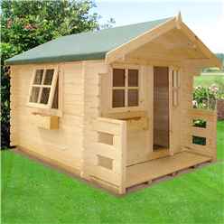6ft x 7ft (1.69m x 1.79m) - Salcey Playhouse - 28mm Logs to Walls - 2 Opening Windows - Single Door - Apex Roof 