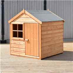 4ft x 4ft (1.12m x 1.19m) - Wooden Playhut Playhouse - 12mm Tongue & Groove - 1 Window - Single Door - Apex Roof 