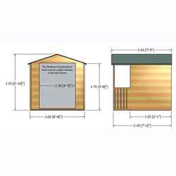7ft X 7ft (2.05m X 1.98m) - Premier Wooden Summerhouse + Veranda - Double Doors - 12mm T&g Walls & Floor
