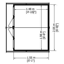 7ft X 5ft (2.05m X 1.62m)  - Premier Wooden Summerhouse - Central Double Doors - 12mm T&g Walls & Floor