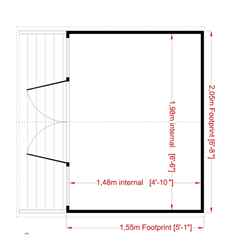 7ft X 7ft (2.05m X 1.55m) -  Premier Wooden Summerhouse - Double Doors - Side Windows - 12mm T&g Walls & Floor