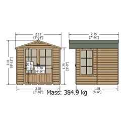 7ft X 7ft (2.05m X 1.98m) - Premier Wooden Summerhouse - Double Doors - 12mm T&g Walls - Floor - Roof