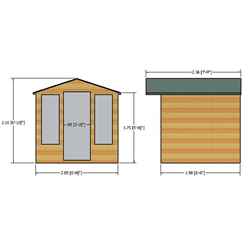 7ft X 7ft (2.05m X 1.98m) - Premier Wooden Summerhouse - Single Door - 12mm T&g Walls - Floor - Roof