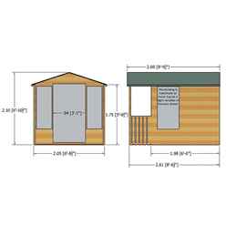 7ft X 7ft (2.05m X 1.98m) - Premier Wooden Summerhouse - Double Doors - Side Windows - 12mm T&g Walls & Floor
