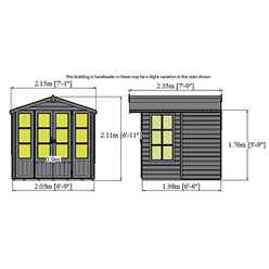 7ft x 7ft (2.05m x 1.98m) - Premier Wooden Summerhouse - Double Doors - Side Windows - 12mm T&G Walls & Floor