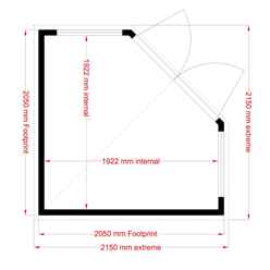 7ft X 7ft (1.98m X 2.05m) - Premier Corner Wooden Summerhouse - Double Doors - 12mm T&g Walls & Floor