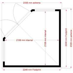 8ft X 8ft (2.24m X 2.24m) - Premier Wooden Corner Summerhouse - Double Doors - 12mm T&g Walls & Floor