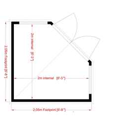 7ft x 7ft (2.69m x 2.05m) - Premier Corner Wooden Summerhouse - Double Doors - Side Windows - 12mm T&G Walls & Floor 