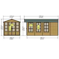 13ft x 7ft (3.96m x 2.17m) - Premier Wooden Summerhouse + Roof Overhang + Optional Veranda - 12mm T&G - Walls - Floor - Roof