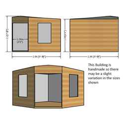 10ft x 10ft (2.99m x 2.99m) - Premier Corner Wooden Summerhouse - 2 Opening Windows - 12mm T&G Walls - Floor - Roof 