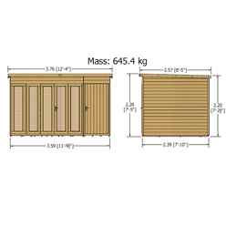 12ft X 8ft (3.59m X 2.39) - Premier Pent Wooden Summerhouse - 4 Windows - Double Doors - 12mm T&g Walls - Floor - Roof