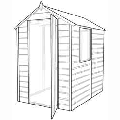 6ft x 4ft (1.83m x 1.19m) - Stowe Tongue & Groove - Apex Garden Shed / Workshop - 1 Window - Single Door 