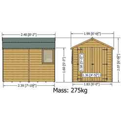 8ft X 6ft (2.38m X 1.78m) - Tongue And Groove - Apex Garden Shed / Workshop - 1 Window - Double Doors