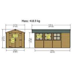 13ft X 7ft (4.05m X 2.05m) - Stowe Tongue & Groove - Apex Shed / Workshop - 3 Opening Windows - Double Doors - 12mm Tongue And Groove Floor