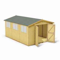 15ft X 10ft (4.48m X 2.99m) -  Stowe Tongue & Groove - Garden Shed / Workshop - 6 Windows - Double Doors - 12mm Tongue And Groove Floor & Roof