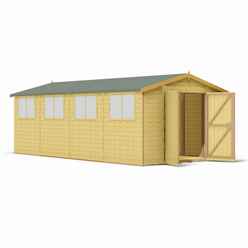 20ft X 10ft (5.99m X 2.99m) - Stowe Tongue & Groove - Garden Shed / Workshop - 8 Windows - Double - 12mm Tongue And Groove Floor And Roof