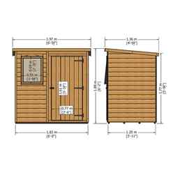 Installed - 6ft X 4ft (1.16m X 1.77m) - Tongue & Groove - Pent Garden Shed - 1 Opening Window - Single Door - 10mm Solid Osb Floor Installation Included