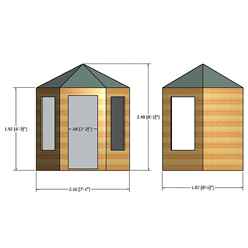 INSTALLED 6ft x 7ft (1.87m x 2.16m) - Premier Wooden Hexagonal Summerhouse - Single Door - 12mm T&G Walls & Floor INSTALLATION INCLUDED