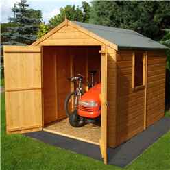 Installed - 8ft X 6ft (2.38m X 1.79m) - Tongue & Groove Apex Garden Shed - 1 Window - Double Doors - 10mm Osb Floor Installation Included