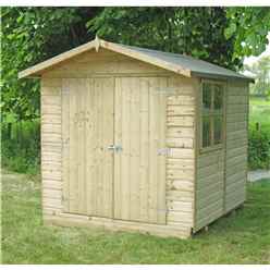 INSTALLED - 7ft x 7ft (2.05m x 2.05m)  Stowe Tongue & Groove - Apex Garden Shed / Workshop 1 Opening Window - Double Doors - 12mm Tongue and Groove Floor INSTALLATION INCLUDED