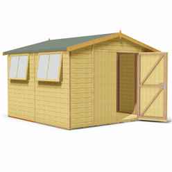 Installed - 10ft X 10ft (2.99m X 2.99m) - Stowe Tongue & Groove Garden Shed/workshop 6 Windows - Double Doors - 12mm Tongue And Groove Floor Installation Included