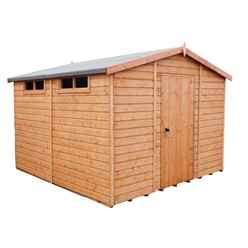 Installed - 10ft X 10ft (2.99m X 2.99m) - Tongue And Groove Security - Apex Garden Wooden Shed - High Level Windows - Single Door - 12mm Tongue And Groove Floor And Roof  Installation Included