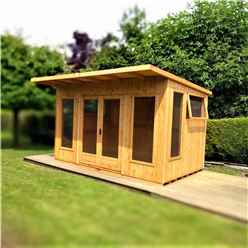 Installed 12ft X 10ft (3.59m X 2.99m) - Premier Pent Wooden Summerhouses - 6 Windows - Double Doors - 12mm T&g Walls - Extra Strength Floor 16mm T&g Installation Included