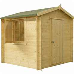 2.4m x 2.4m Premier Apex Log Cabin With Single Door and  Window Shutter + Free Floor & Felt (19mm) 