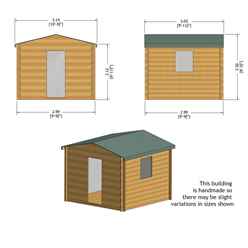 2.7m x 2.7m Premier Apex Log Cabin With Single Door and Window Shutter + Free Floor & Felt (19mm)