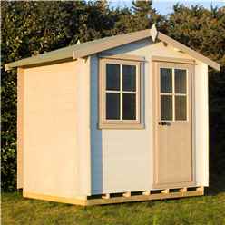2m x 2m Premier Log Cabin With Half Glazed Single Door - Opening Window + Free Floor & Felt (19mm)