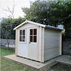 2.7m x 2.7m Premier Log Cabin With Half Glazed Single Door With Opening Window + Free Floor & Felt (19mm)